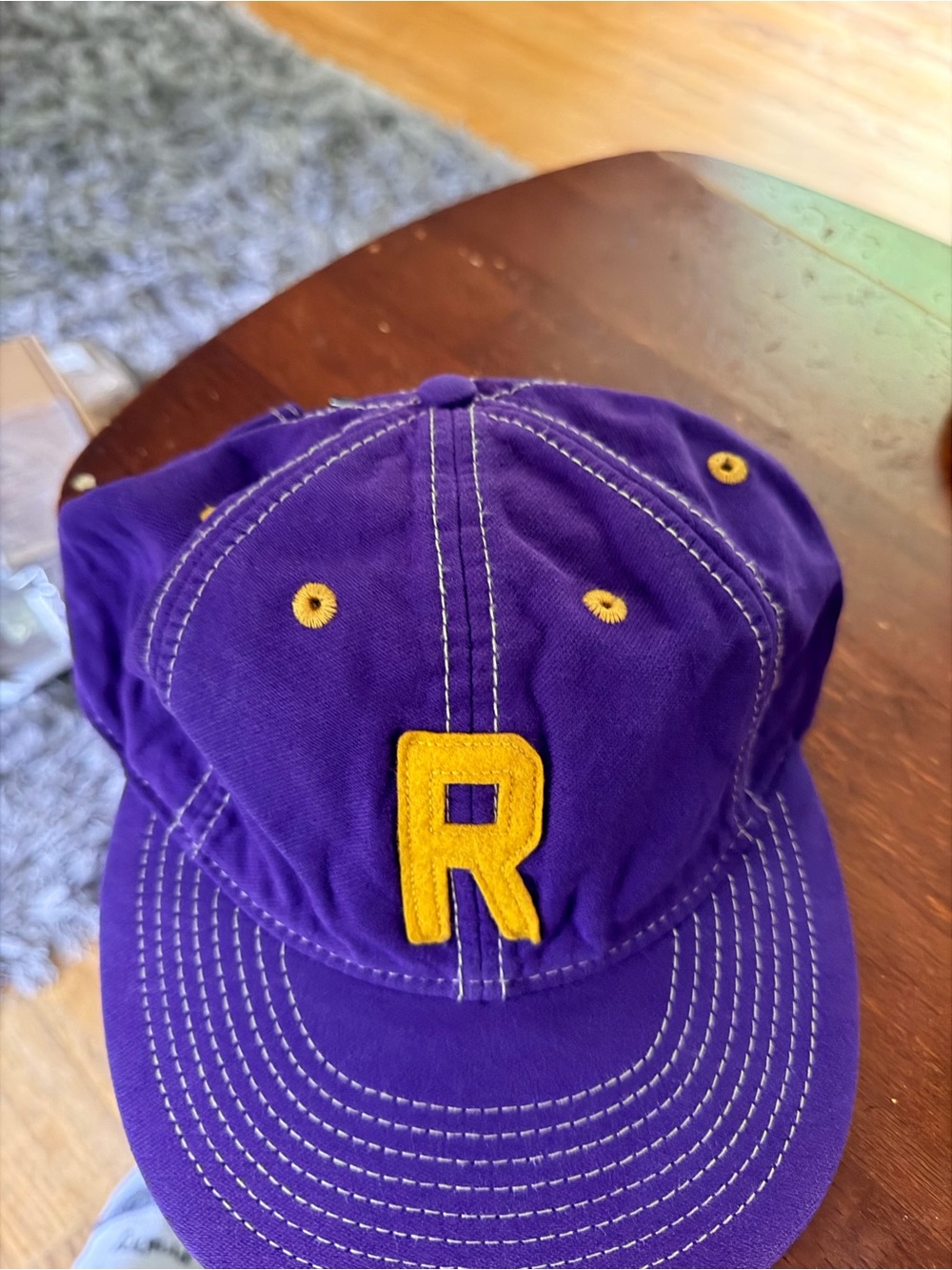 Polo by Ralph Lauren Purple Baseball Cap with Yellow Embroidered R